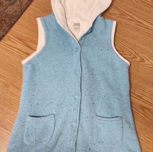 LLBean Womens Vest With Hood Size Medium Lambswool Blend Shepra Lined (C113)